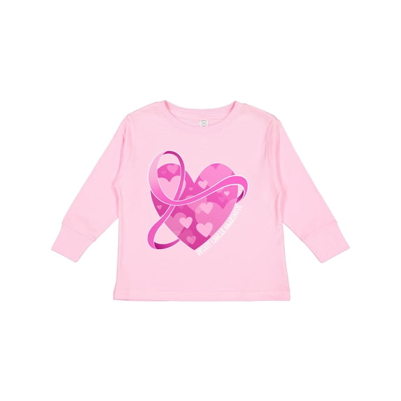 Inktastic Breast Cancer Awareness Pink Ribbon Around Heart Boys or Girls Long Sleeve Toddler T-Shirt