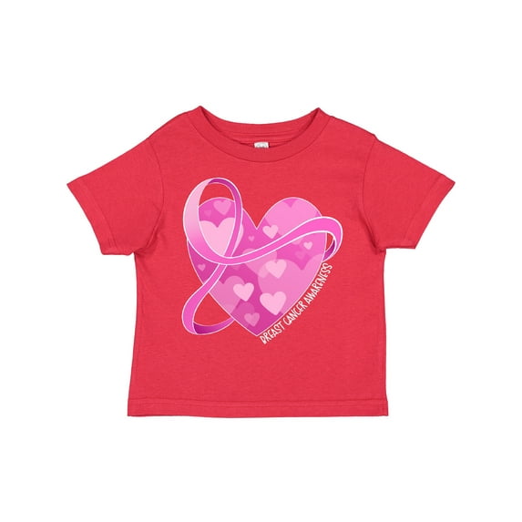 Inktastic Breast Cancer Awareness Pink Ribbon Around Heart Boys or Girls Toddler T-Shirt