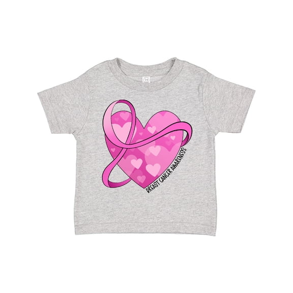 Inktastic Breast Cancer Awareness- Pink Ribbon Around Heart Boys or Girls Toddler T-Shirt