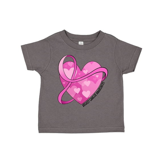 Inktastic Breast Cancer Awareness- Pink Ribbon Around Heart Boys or Girls Toddler T-Shirt