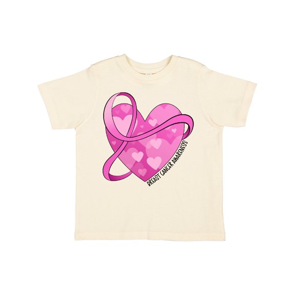 Inktastic Breast Cancer Awareness- Pink Ribbon Around Heart Boys or Girls Toddler T-Shirt
