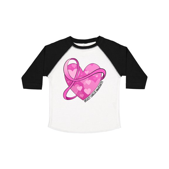 Inktastic Breast Cancer Awareness- Pink Ribbon Around Heart Boys or Girls Toddler T-Shirt