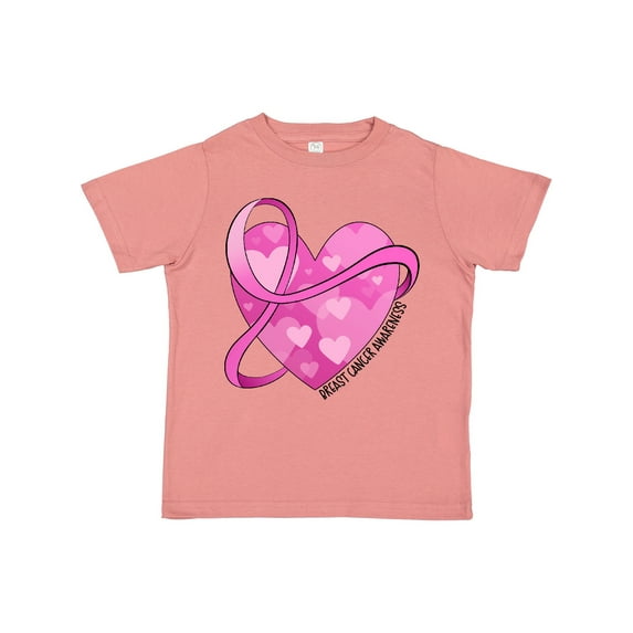 Inktastic Breast Cancer Awareness- Pink Ribbon Around Heart Boys or Girls Toddler T-Shirt