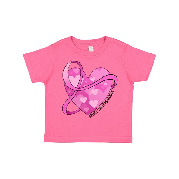 Inktastic Breast Cancer Awareness- Pink Ribbon Around Heart Boys or Girls Toddler T-Shirt