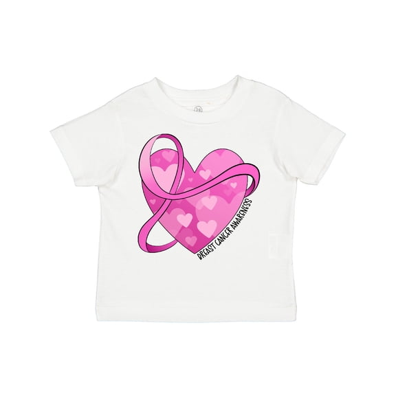 Inktastic Breast Cancer Awareness- Pink Ribbon Around Heart Boys or Girls Toddler T-Shirt