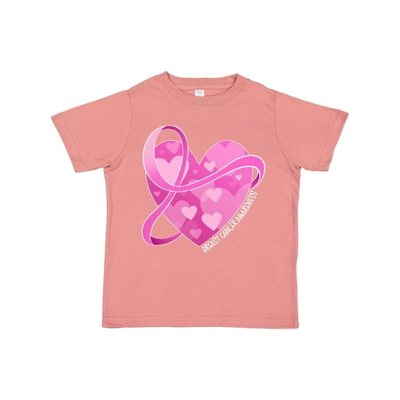 Inktastic Breast Cancer Awareness Pink Ribbon Around Heart Boys or Girls Toddler T-Shirt