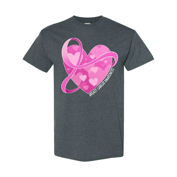 Inktastic Breast Cancer Awareness Pink Ribbon Around Heart T-Shirt