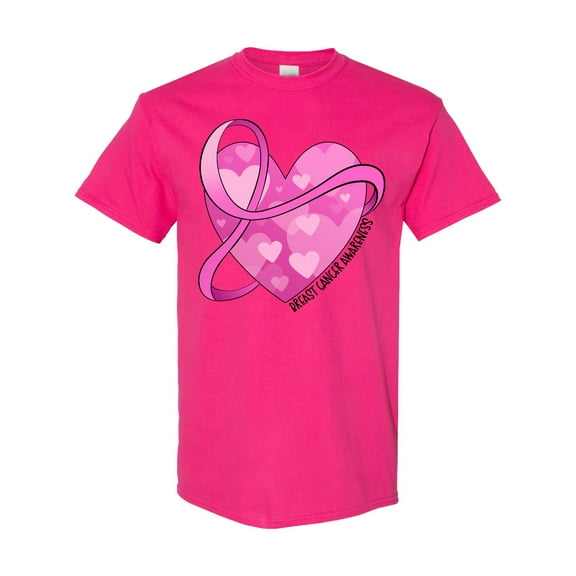 Inktastic Breast Cancer Awareness Pink Ribbon Around Heart T-Shirt