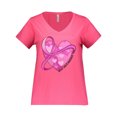 thumbnail image 1 of Inktastic Breast Cancer Awareness- Pink Ribbon Around Heart Women's Plus Size V-Neck T-Shirt, 1 of 4