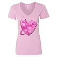 thumbnail image 1 of Inktastic Breast Cancer Awareness Pink Ribbon Around Heart Women's V-Neck T-Shirt, 1 of 5