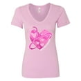 thumbnail image 1 of Inktastic Breast Cancer Awareness Pink Ribbon Around Heart Women's V-Neck T-Shirt, 1 of 5