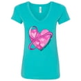 thumbnail image 1 of Inktastic Breast Cancer Awareness Pink Ribbon Around Heart Women's V-Neck T-Shirt, 1 of 5