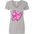 thumbnail image 1 of Inktastic Breast Cancer Awareness Pink Ribbon Around Heart Women's V-Neck T-Shirt, 1 of 5