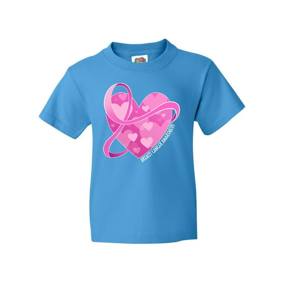 Inktastic Breast Cancer Awareness Pink Ribbon Around Heart Youth T-Shirt