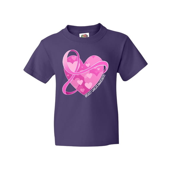 Inktastic Breast Cancer Awareness Pink Ribbon Around Heart Youth T-Shirt