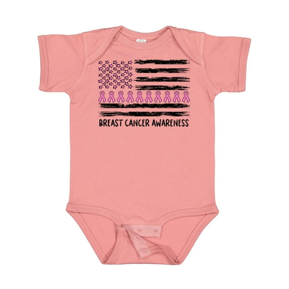 Inktastic Breast Cancer Awareness Pink Ribbons and Flag Boys or Girls Baby Bodysuit