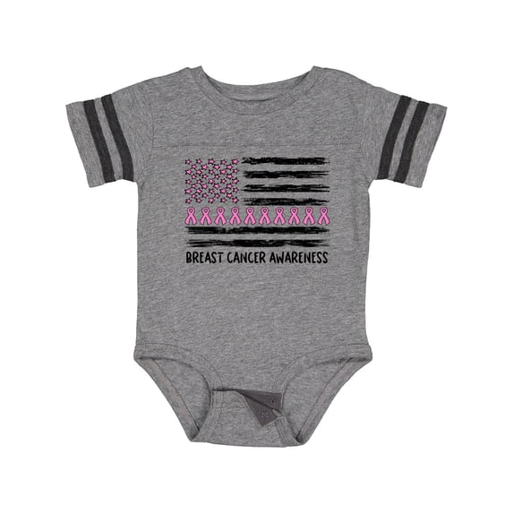 Inktastic Breast Cancer Awareness Pink Ribbons and Flag Boys or Girls Baby Bodysuit