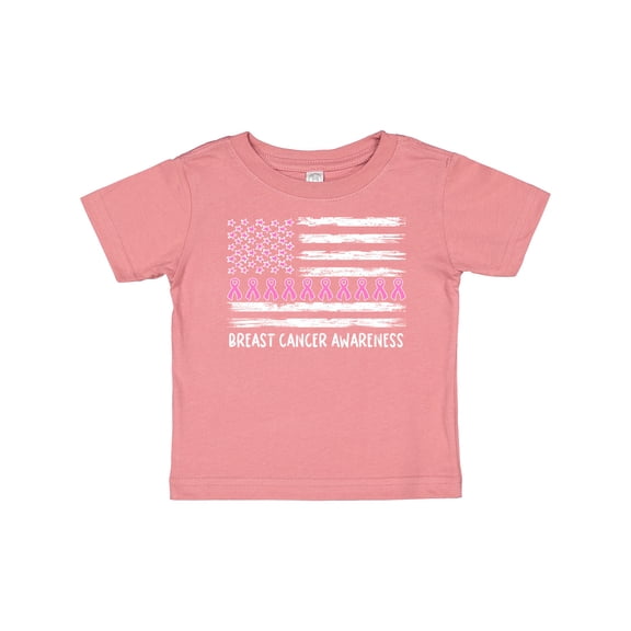Inktastic Breast Cancer Awareness Pink Ribbons and Flag Boys or Girls Baby T-Shirt