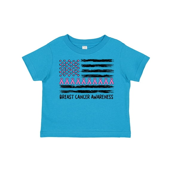 Inktastic Breast Cancer Awareness Pink Ribbons and Flag Boys or Girls Toddler T-Shirt