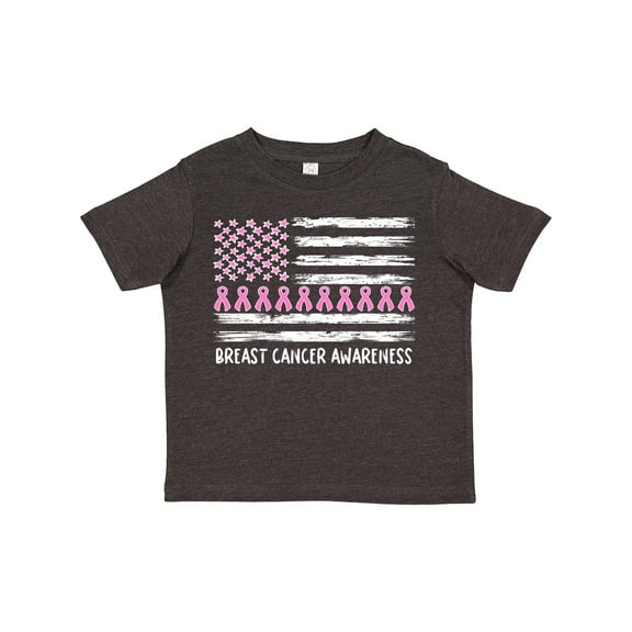 Inktastic Breast Cancer Awareness Pink Ribbons and Flag Boys or Girls Toddler T-Shirt