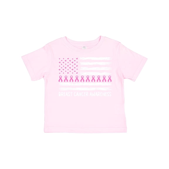 Inktastic Breast Cancer Awareness Pink Ribbons and Flag Boys or Girls Toddler T-Shirt