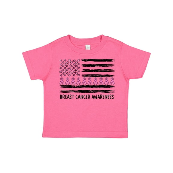 Inktastic Breast Cancer Awareness Pink Ribbons and Flag Boys or Girls Toddler T-Shirt