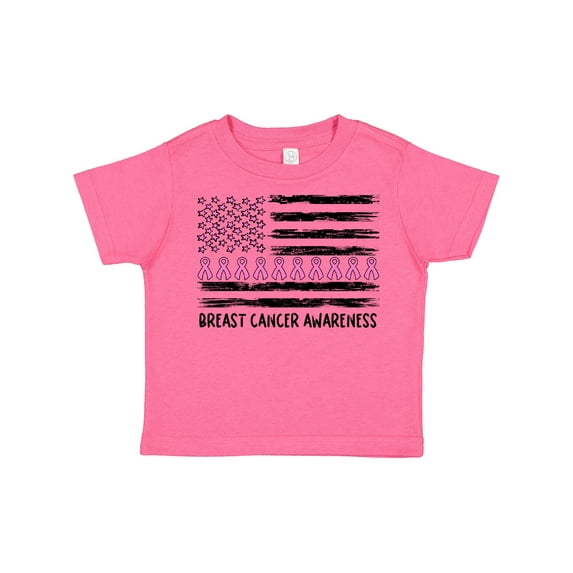 Inktastic Breast Cancer Awareness Pink Ribbons and Flag Boys or Girls Toddler T-Shirt