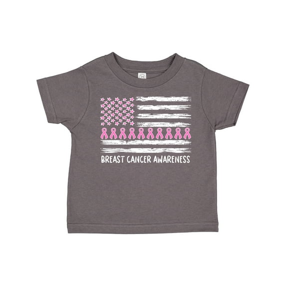 Inktastic Breast Cancer Awareness Pink Ribbons and Flag Boys or Girls Toddler T-Shirt