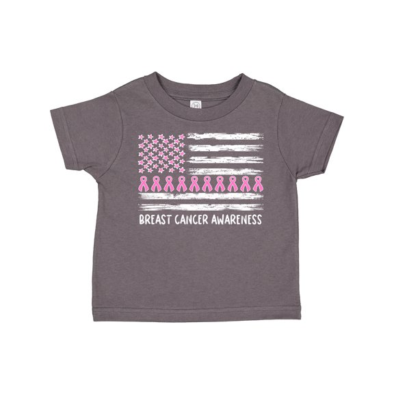 Inktastic Breast Cancer Awareness Pink Ribbons and Flag Boys or Girls Toddler T-Shirt
