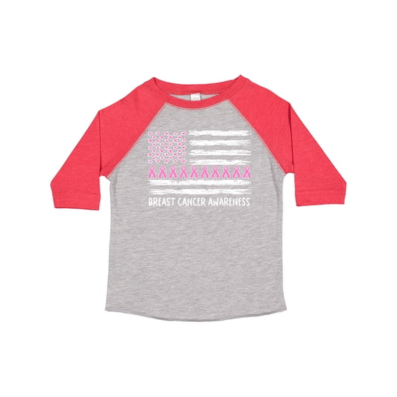 Inktastic Breast Cancer Awareness Pink Ribbons and Flag Boys or Girls Toddler T-Shirt