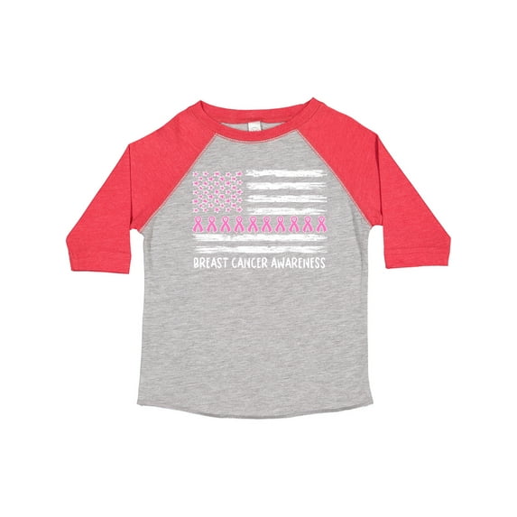 Inktastic Breast Cancer Awareness Pink Ribbons and Flag Boys or Girls Toddler T-Shirt