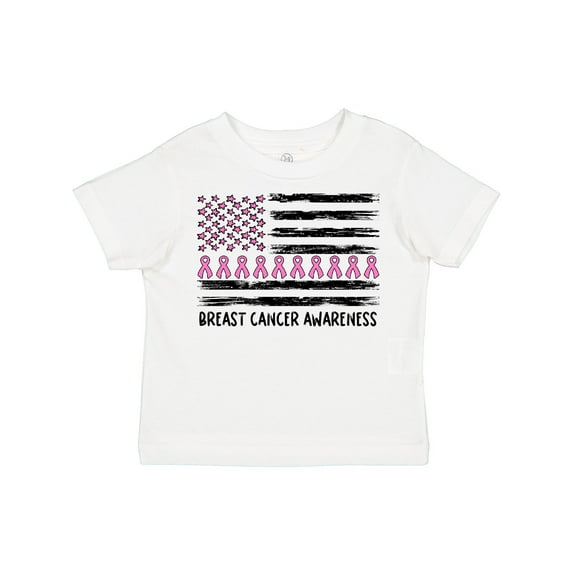 Inktastic Breast Cancer Awareness Pink Ribbons and Flag Boys or Girls Toddler T-Shirt
