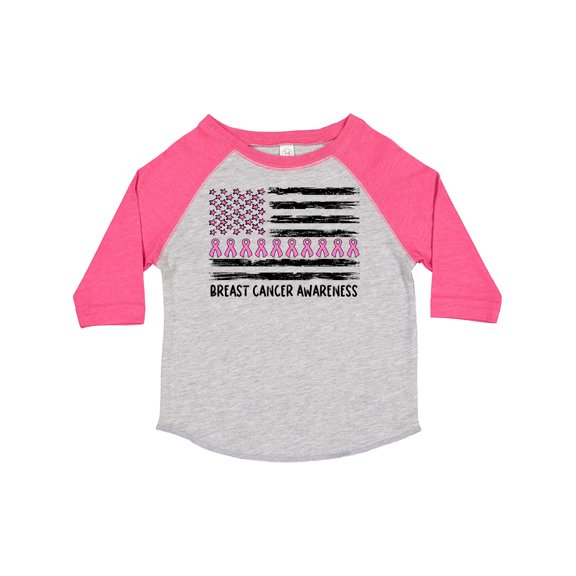 Inktastic Breast Cancer Awareness Pink Ribbons and Flag Boys or Girls Toddler T-Shirt