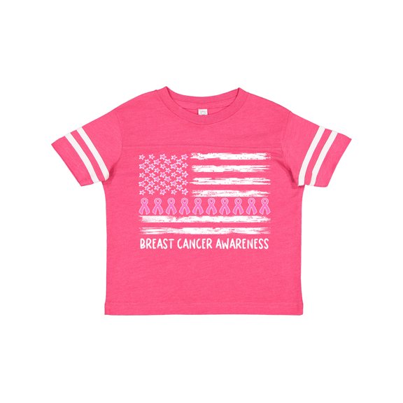 Inktastic Breast Cancer Awareness Pink Ribbons and Flag Boys or Girls Toddler T-Shirt