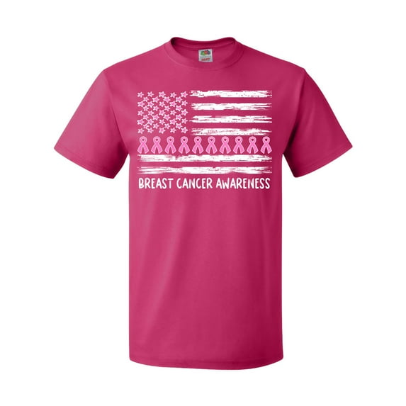 Inktastic Breast Cancer Awareness Pink Ribbons and Flag T-Shirt