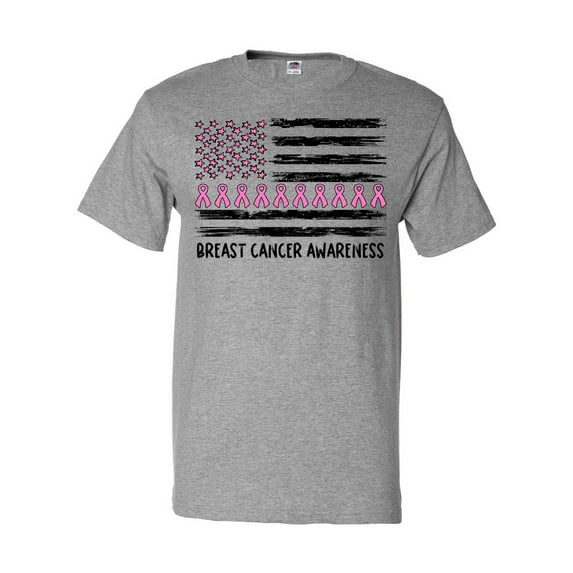 Inktastic Breast Cancer Awareness Pink Ribbons and Flag T-Shirt