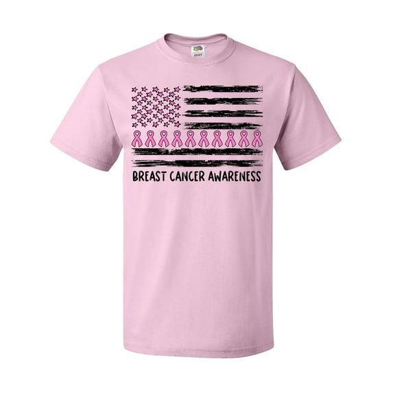 Inktastic Breast Cancer Awareness Pink Ribbons and Flag T-Shirt