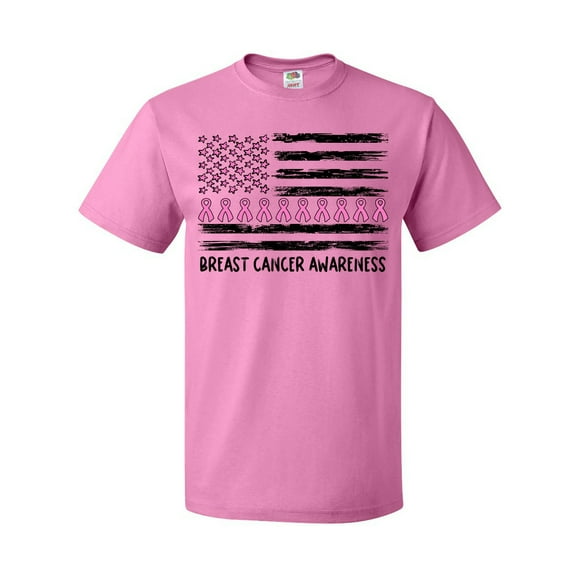 Inktastic Breast Cancer Awareness Pink Ribbons and Flag T-Shirt