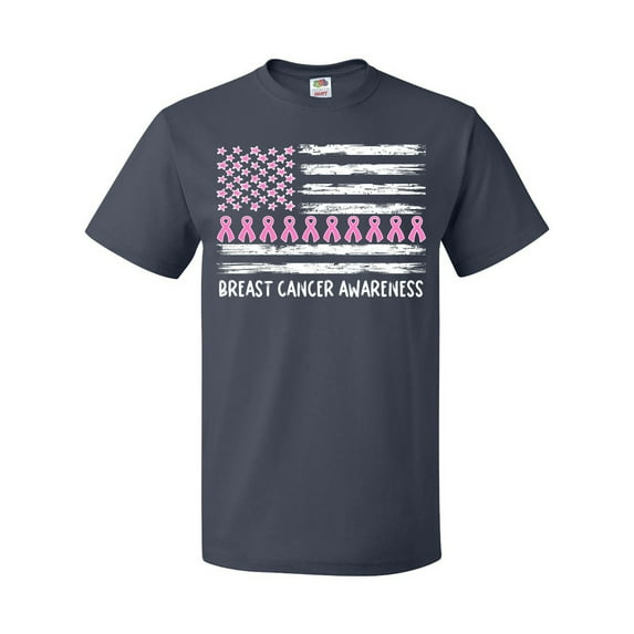 Inktastic Breast Cancer Awareness Pink Ribbons and Flag T-Shirt