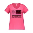 thumbnail image 1 of Inktastic Breast Cancer Awareness Pink Ribbons and Flag Women's Plus Size V-Neck T-Shirt, 1 of 4
