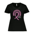 thumbnail image 1 of Inktastic Breast Cancer Awareness Rainbow Ribbon with Hearts Women's Plus Size T-Shirt, 1 of 5