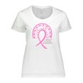 thumbnail image 1 of Inktastic Breast Cancer Awareness Rainbow Ribbon with Hearts Women's Plus Size T-Shirt, 1 of 5