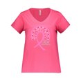 thumbnail image 1 of Inktastic Breast Cancer Awareness Rainbow Ribbon with Hearts Women's Plus Size V-Neck T-Shirt, 1 of 4