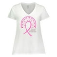 thumbnail image 1 of Inktastic Breast Cancer Awareness Rainbow Ribbon with Hearts Women's Plus Size V-Neck T-Shirt, 1 of 5