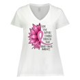 thumbnail image 1 of Inktastic Breast Cancer Awareness Sunflower Ribbon Women's Plus Size V-Neck T-Shirt, 1 of 5