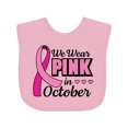 thumbnail image 1 of Inktastic Breast Cancer Awareness We Wear Pink in October Girls Baby Bib, 1 of 4