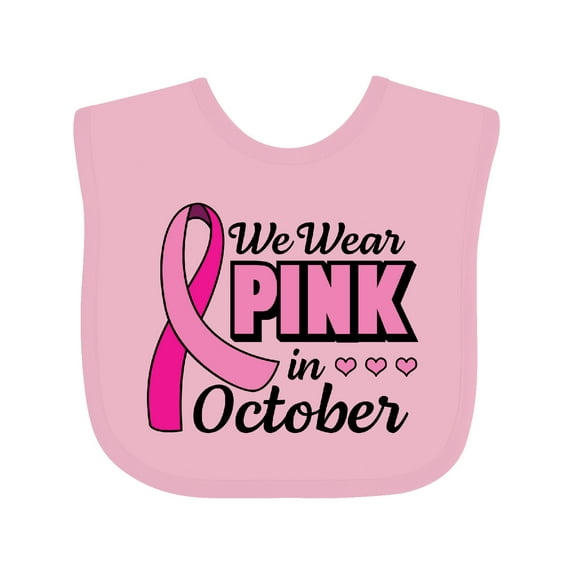 Inktastic Breast Cancer Awareness We Wear Pink in October Girls Baby Bib