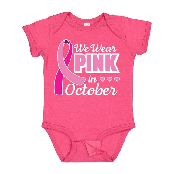 Inktastic Breast Cancer Awareness We Wear Pink in October Girls Baby Bodysuit
