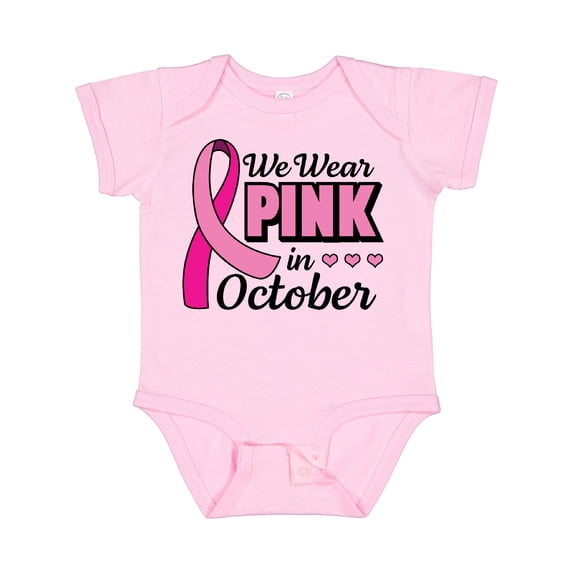 Inktastic Breast Cancer Awareness We Wear Pink in October Girls Baby Bodysuit