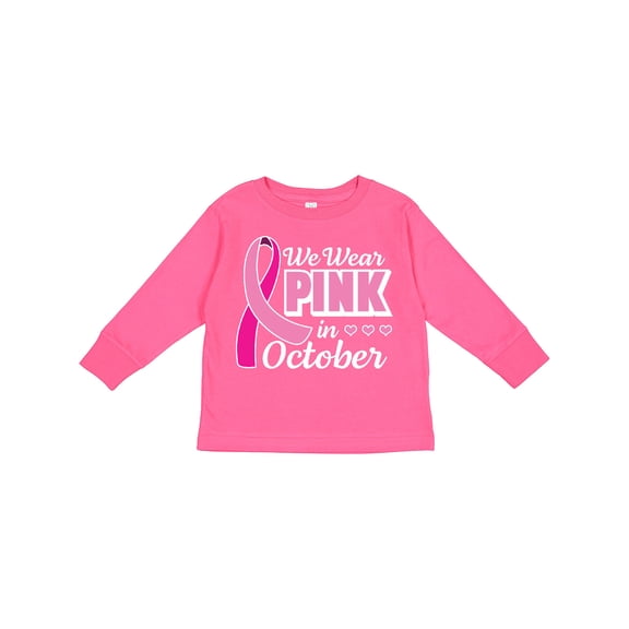 Inktastic Breast Cancer Awareness We Wear Pink in October Girls Long Sleeve Toddler T-Shirt